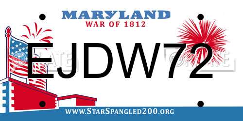 EJDW72 Maryland License Plate