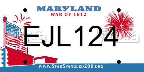 EJL124 Maryland License Plate