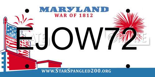 EJOW72 Maryland License Plate