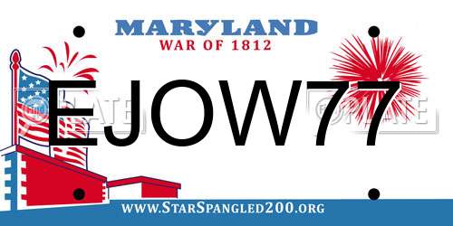 EJOW77 Maryland License Plate