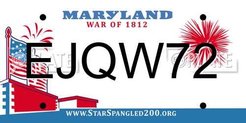 EJQW72 Maryland License Plate