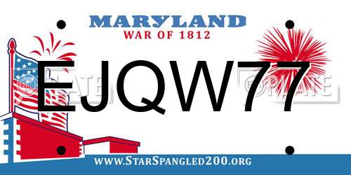 EJQW77 Maryland License Plate