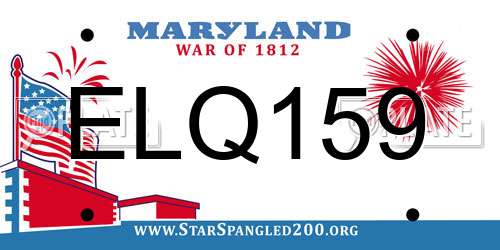 ELQ159 Maryland License Plate