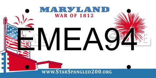 EMEA94 Maryland License Plate