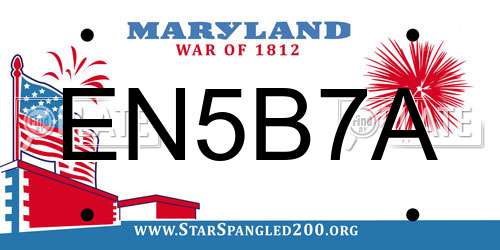 EN5B7A Maryland License Plate
