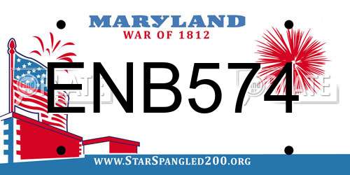 ENB574 Maryland License Plate