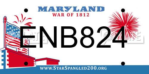 ENB824 Maryland License Plate