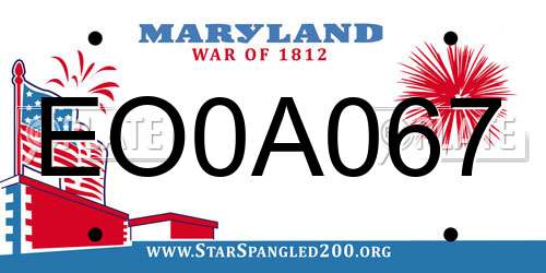 EO0A067 Maryland License Plate