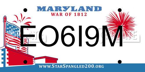 EO6I9M Maryland License Plate