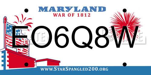 EO6Q8W Maryland License Plate
