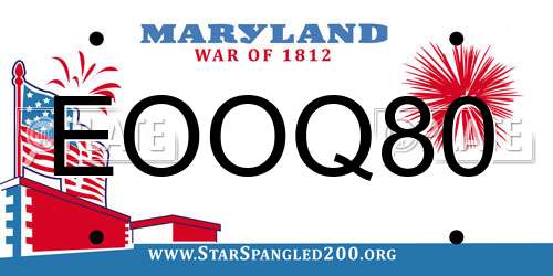 EOOQ80 Maryland License Plate