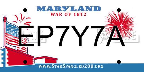 EP7Y7A Maryland License Plate
