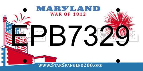 EPB7329 Maryland License Plate