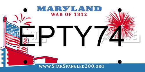 EPTY74 Maryland License Plate
