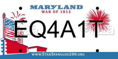 EQ4A1T Maryland License Plate