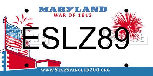 ESLZ89 Maryland License Plate