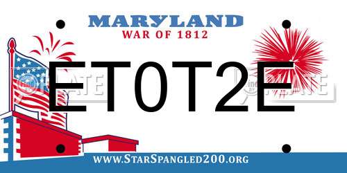 ET0T2E Maryland License Plate