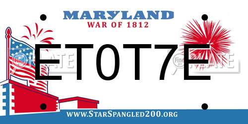 ET0T7E Maryland License Plate