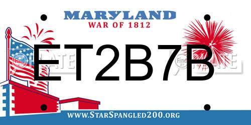 ET2B7B Maryland License Plate