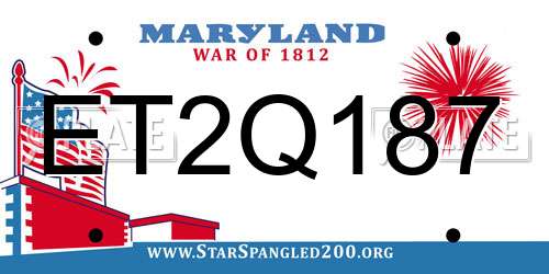 ET2Q187 Maryland License Plate