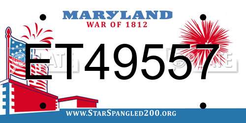 ET49557 Maryland License Plate