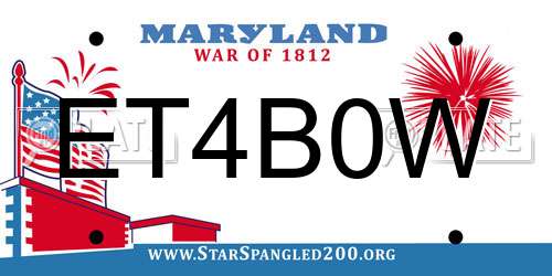 ET4B0W Maryland License Plate