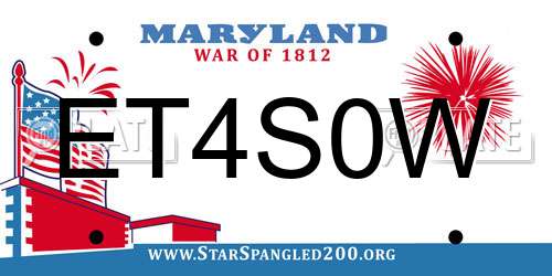 ET4S0W Maryland License Plate