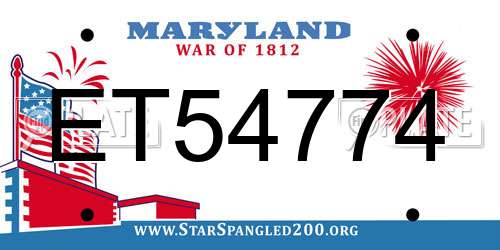 ET54774 Maryland License Plate