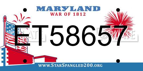 ET58657 Maryland License Plate