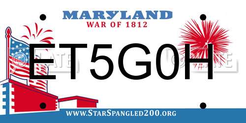 ET5G0H Maryland License Plate