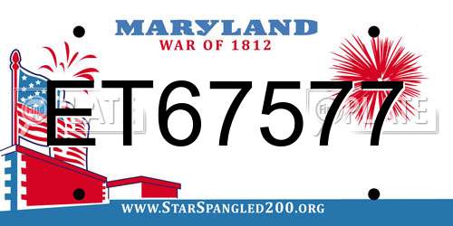 ET67577 Maryland License Plate