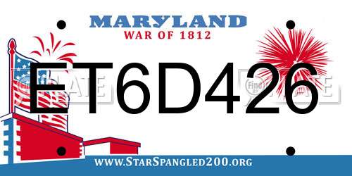 ET6D426 Maryland License Plate