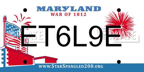 ET6L9E Maryland License Plate