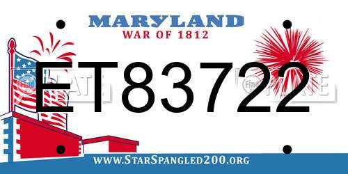 ET83722 Maryland License Plate