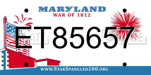 ET85657 Maryland License Plate
