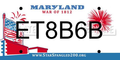 ET8B6B Maryland License Plate