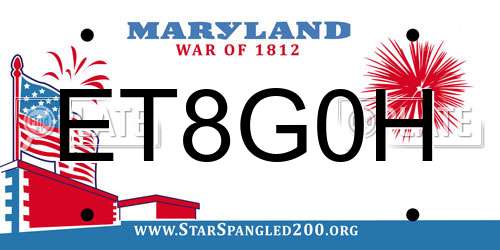 ET8G0H Maryland License Plate