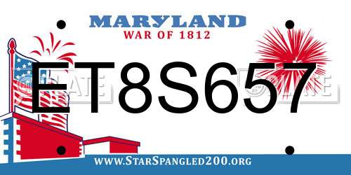 ET8S657 Maryland License Plate
