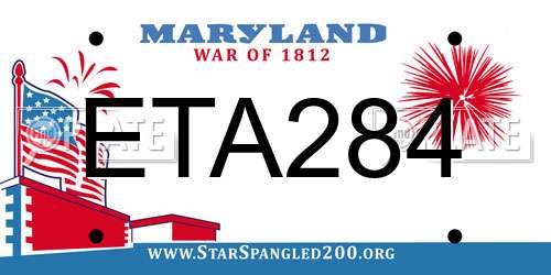 ETA284 Maryland License Plate