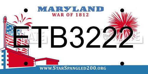ETB3222 Maryland License Plate