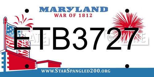ETB3727 Maryland License Plate