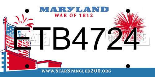 ETB4724 Maryland License Plate