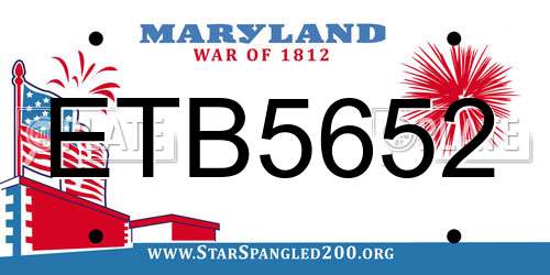 ETB5652 Maryland License Plate