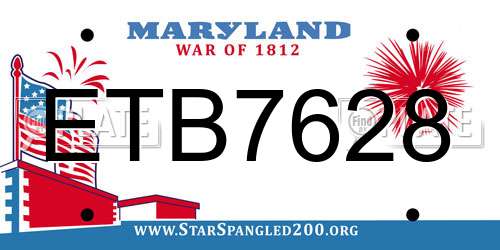 ETB7628 Maryland License Plate