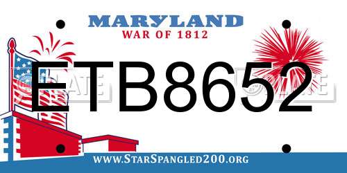 ETB8652 Maryland License Plate