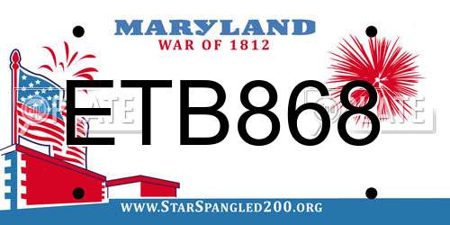 ETB868 Maryland License Plate