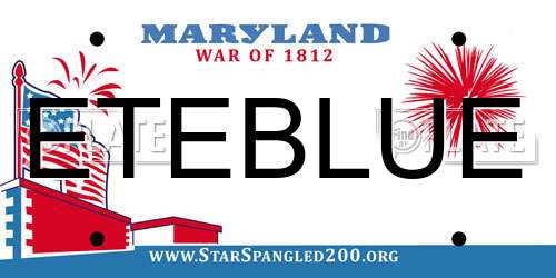 ETEBLUE Maryland License Plate