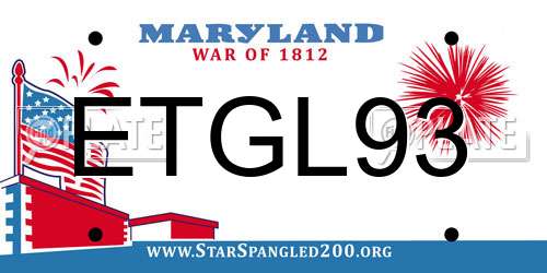 ETGL93 Maryland License Plate