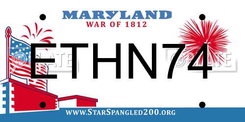 ETHN74 Maryland License Plate