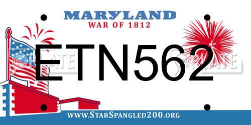 ETN562 Maryland License Plate